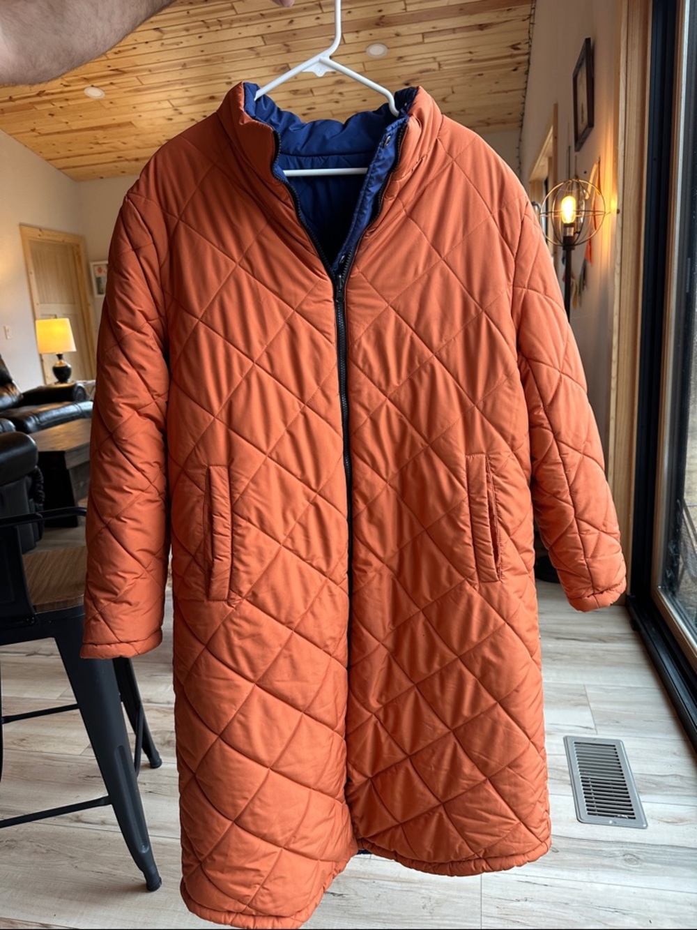 Quilted Orange Women's Coat - Lightweight Warmth